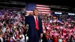 Trump Fist in front of flag